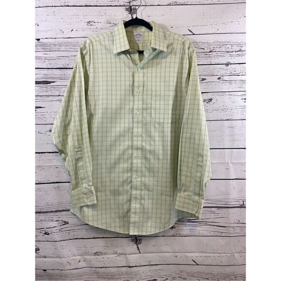 Brooks Brothers slim, fit button-down shirt in green with blue size 16/34 - Picture 2 of 5